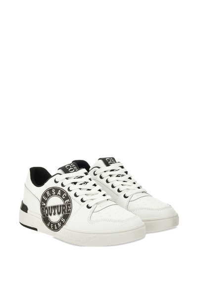 Versace Erkek Logo Desenli Düşük Bilekli Deri Beyaz Sneaker 79YA3SJ1ZPB40-003