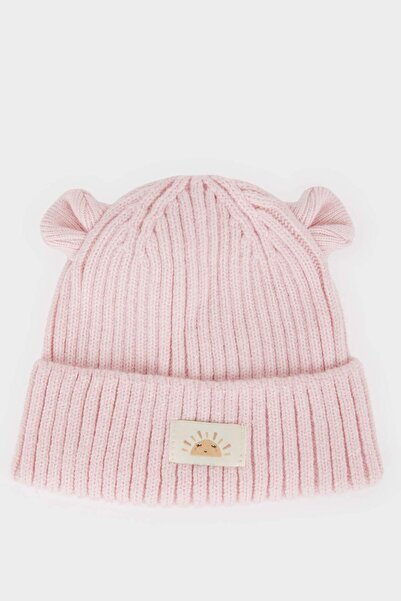 DeFacto Baby Girl Woven Label Knitted Beanie with Ears C8165A525Wn