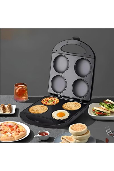 Generic Electric Pancake Maker 1400W 4-Cavity Non-Stick Pan with Double-Sided Heating