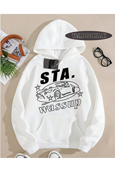Tarzsokak Hanorac cu glugă alb STA. WASSUP Design Special