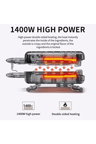 Generic Electric Pancake Maker 1400W 4-Cavity Non-Stick Pan with Double-Sided Heating