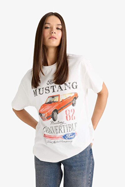 DeFacto Ford Motor Company Oversize Wide Fit T-Shirt mit Rundhalsausschnitt und kurzen Ärmeln G0218AX25AU