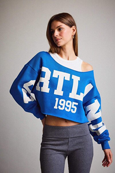 DeFacto Kayık Yaka Baskılı Sweatshirt G3329AX25WN