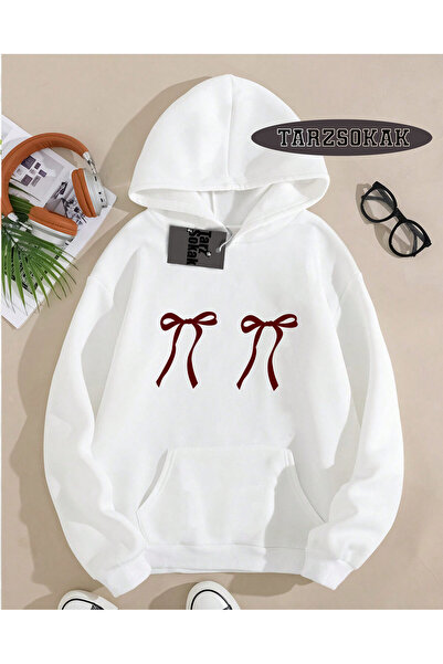 Tarzsokak سويت شيرت بقلنسوة بشريط أبيض تصميم خاص