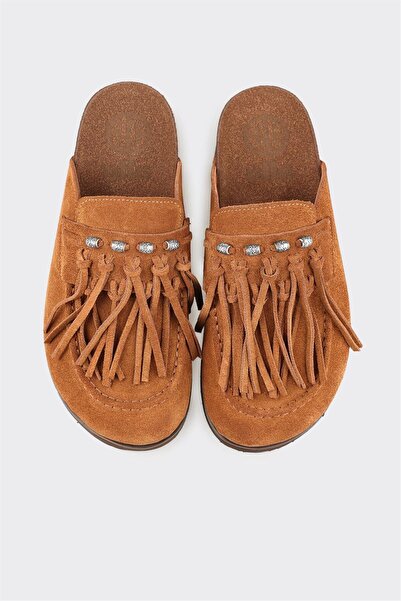 Elle Shoes Taba Deri Kadın Terlik