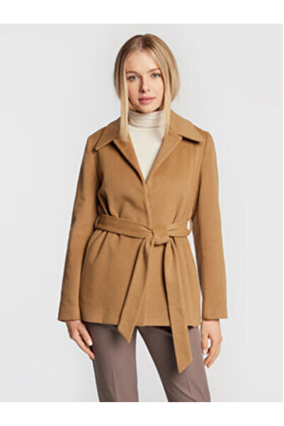 Calvin Klein Γυναικείο Μάλλινο Παλτό K20K204154 Καφέ