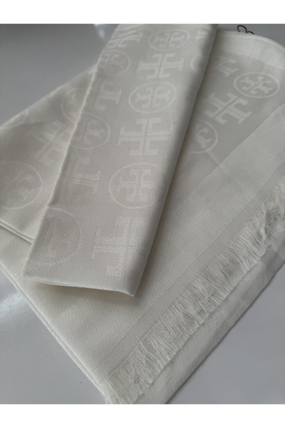 GÜMRÜKÇÜ GÜMRÜKÇÜ-Kırık Beyaz Pamuklu İthal Kaşmir İpek Şal Premium Kalite