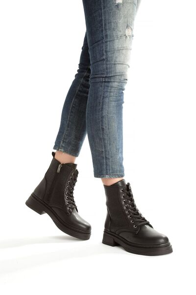 SH SİLVER MODA Kadın Postal Bot Fermuarlı Bağcıklı termo taban dikişli