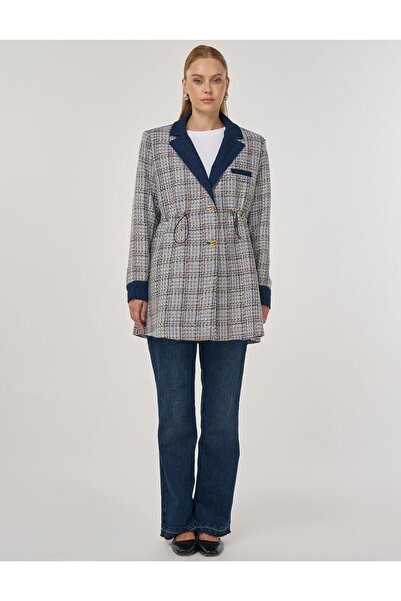 Kayra Bel Büzgülü Tüvit Ceket İndigo