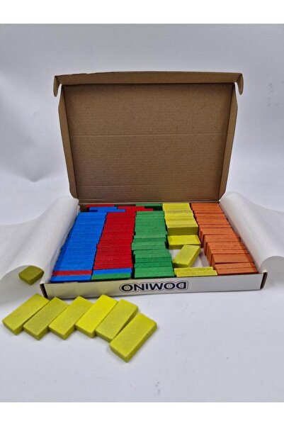 Genel Markalar Domino Taşı-Renkli Ahşap 100 Parça Bloklar