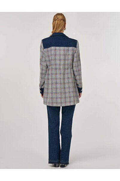 Kayra Bel Büzgülü Tüvit Ceket İndigo