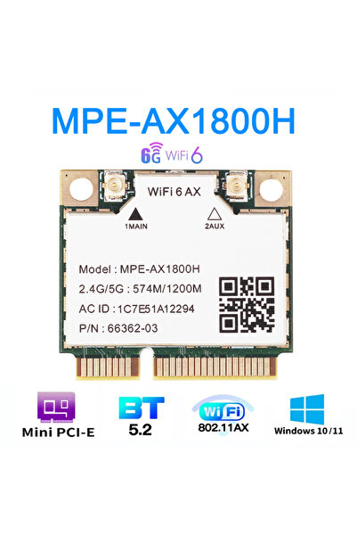 Choice1 WiFi 6 MPE-AX1800H Wifi 6/5/4 Bluetooth Mini PCI-E Wireless Card Network Adapter For Laptop PC