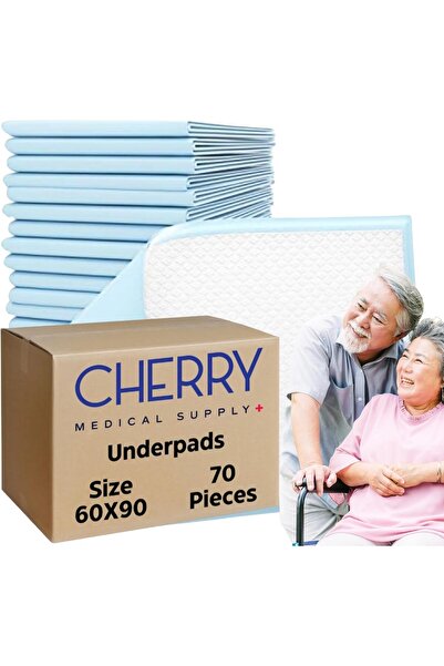 Cherry Medical Supply 70 قطعة معبأة في 7 أكياس 60 سم × 90 سم فوط صحية للاستخدام مرة واحدة كبيرة جدًا