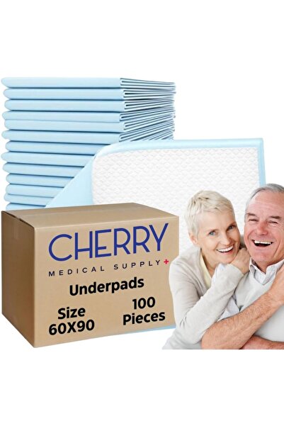 Cherry Medical Supply 100 قطعة معبأة في 10 أكياس 60 سم × 90 سم XL فوط صحية للاستخدام مرة واحدة