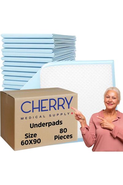Cherry Medical Supply 80 قطعة معبأة في 8 أكياس 60 سم × 90 سم XL فوط صحية للاستخدام مرة واحدة