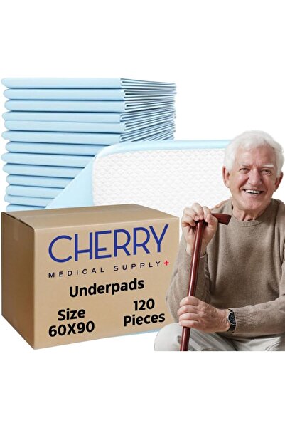 Cherry Medical Supply 120 قطعة معبأة في 12 كيسًا، 60 سم × 90 سم، فوط صحية للاستخدام مرة واحدة كبيرة جدًا
