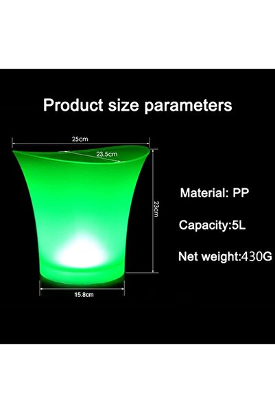 Deliny Ice Bucket with LED Lighting, Polypropylene, Multicolor, 5L