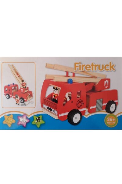 OEMN Mașină de pompieri de jucărie din lemn