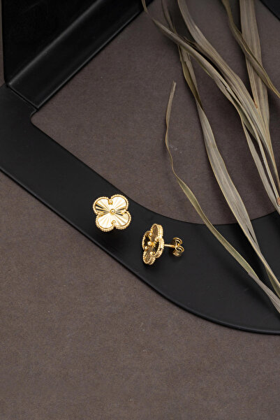 Bilezikci Van Cleef 14 Ayar Altın Küpe Orta Boy