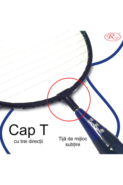 RCO Badminton Racket Set RCO® for Kids with 6 Accessories, 45 cm, Blue, NB1001-A