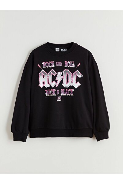LC Waikiki Crew Neck Ac/Dc Printed Girls' Sweatshirt