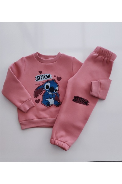 Beray Bebe Girl's Three Thread Embroidered 2-Piece Set |   Sweatshirt & Sweatpants |   Stick Printed