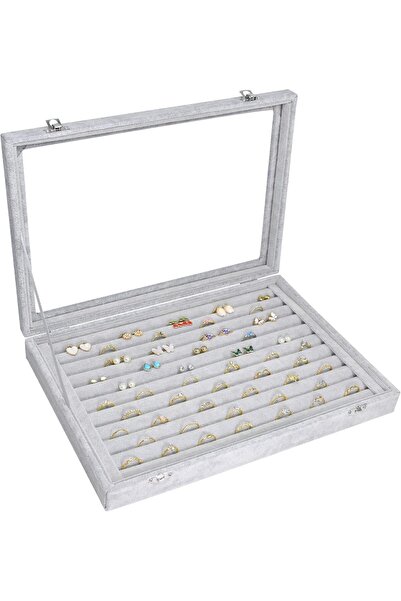 Hope صينية تنظيم خواتم سيفيت، 10 فتحات، صينية عرض خواتم مخملية، صندوق تخزين م...