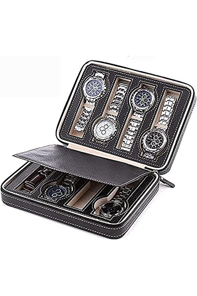 Hope صندوق ساعة محمول للسفر بسحاب لتخزين الساعات، صندوق ساعة محمول بسحاب من ا...