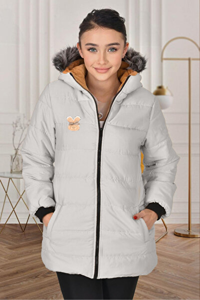 Pantulux معطف شتوي طويل للفتيات مع قلنسوة من الفرو