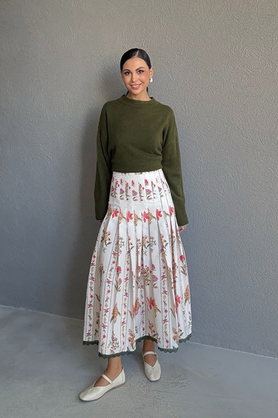 Seda Yalçın Atelier Zr Model Floral Patterned Lace Skirt