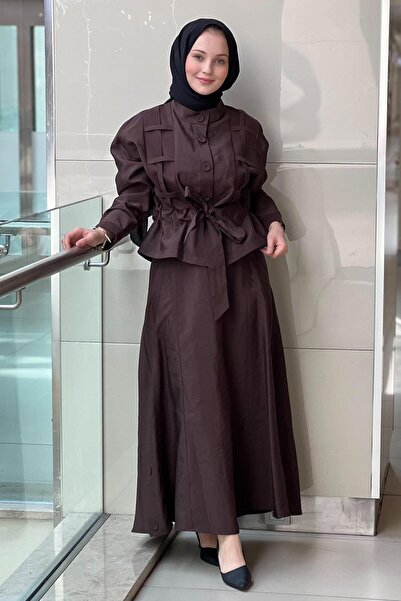 Ceremony Suit with a Jacket and a Skirt with Cage Detailing and Buttons on the Sides