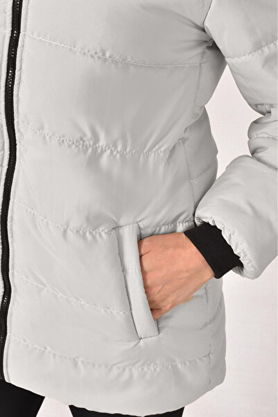 Joui Co Дівчача зимова надувна куртка з хутряним капюшоном, довга модель