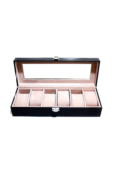 velve Black eco-leather watch box, 12