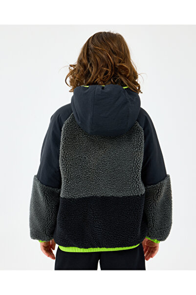 SKECHERS B Outdoor Fleece Full Zip Sherpa Büyük Erkek Çocuk Siyah Mont SK2520045-1602