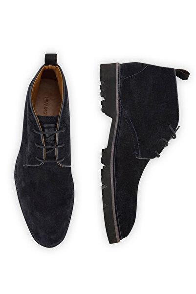 Hemington Doğal Süet Deri El Yapımı Lacivert Bot