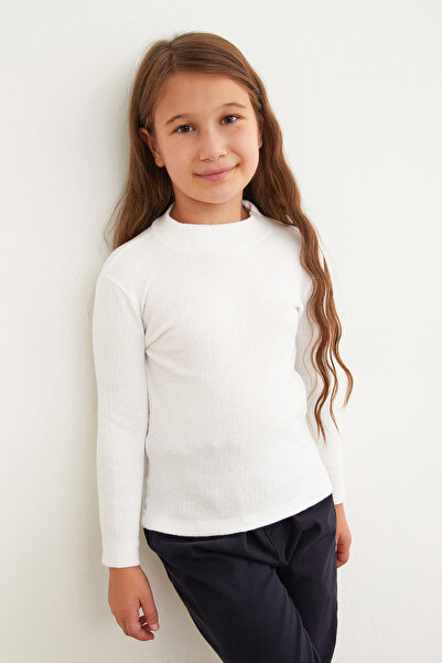 Fulla Moda Ribbed Stand Collar Girl's Bodysuit