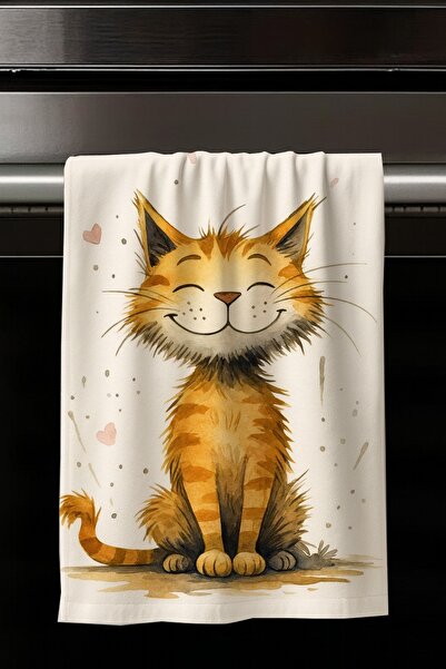Else Dekor Cute Cat Pattern Decorative Washable Cotton Kitchen Oven Hand Towel