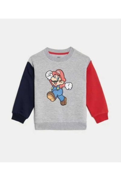 LUCCO Erkek Çocuk Süper Mario SWEATSHİRT