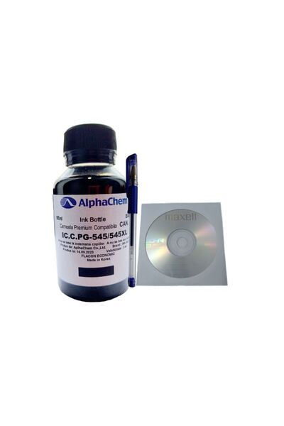 alphachem Flacon Cerneala Compatibil Canon 1x100ml PG-545 Negru, Cdr Maxell s...