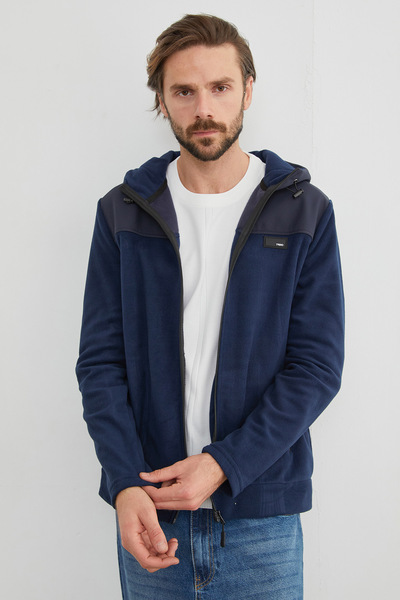 Fulla Moda Coat with Hood and Zipper in Fleece Fabric