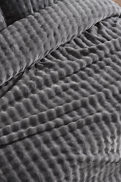 Doqu Home Bubble Battaniye Seti Tek Kişilik Gri