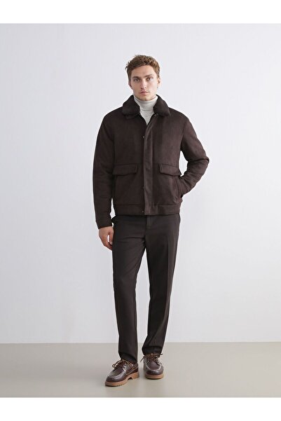 LC Waikiki Ανδρικό παλτό από σουέτ με γιακά πουκάμισο SOUTHBLUE Standard Fit