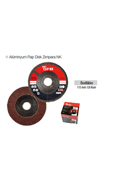 GFB Alüminyum Flap Disk Zımpara NK 115 mm 120 Kum 10'LU ADET