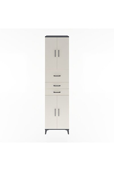 Dienni Hyperion Dolap 3 Raflı 3 Çekmeceli 4 Kapaklı 60x44x243 Antrasit-Aytaşı
