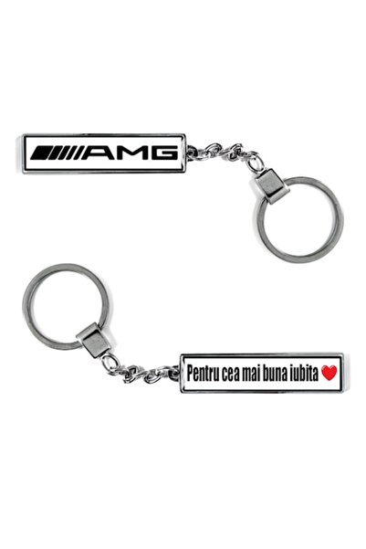 OEM Breloc metalic cu logo auto Amg și mesaj: Pentru cea mai bună prietenă, B...