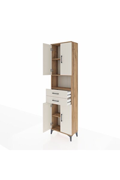 Dienni Arges Dolap 4 Raflı 2 Çekmeceli 4 Kapaklı 60x30x221 Çam-Aytaşı