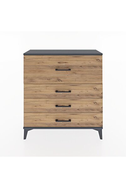 Dienni Arges Şifonyer 4 Çekmeceli 88x30x96 Antrasit-Çam