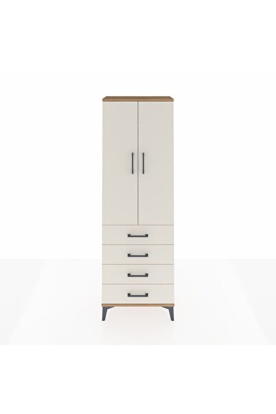 Dienni Arges Dolap Tek Raflı 4 Çekmeceli Tek Askılı 60x30x182 Çam-Aytaşı