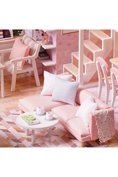 OEM DIY Miniature Pink Assemble Dollhouse, Interactive Educational Toy