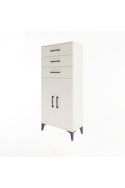 Dienni Arges Dolap Tek Raflı 3 Çekmeceli 2 Kapaklı 60x30x134 Antrasit-Aytaşı